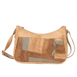 Cork suitcase with natural patchwork pattern on the front