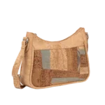 Cork suitcase with natural patchwork pattern on the front - Image 2