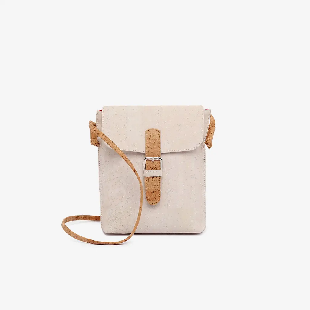 3077.12.01-SB03 Cork shoulder bag with chocolate brown strap - Image 1