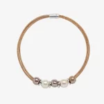 Cork necklace with pearls and silver beads