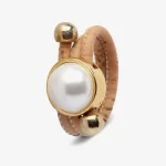 Natural cork ring with blue diamond and bead