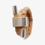 Natural cork ring with adjustable silver bead