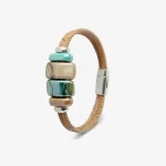 Pulseira com cerâmicas pretas e contas prateadas
