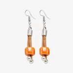 Earrings in natural cork with orange ceramic