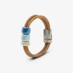 Beige cork bracelet with multicolored ceramic