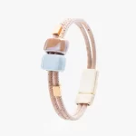 Cork bracelet with ceramics in shades of green and honey