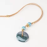 Cork necklace with large round ceramic pieces and small pieces - Image 2