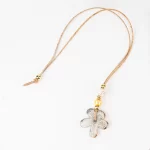 Cork necklace with large ceramic flower and small pieces