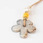 Cork necklace with large ceramic flower and small pieces - Image 2