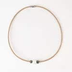Cork necklace with square white ceramic and round green ceramic - Image 2