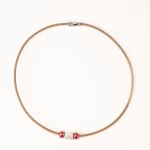 Colar em cortiça com cerâmica branca quadrada e cerâmica redonda vermelha - Image 2