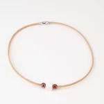 Cork necklace with square white ceramic and mixed red round ceramic