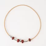 Cork necklace with reddish-orange ceramic and silver terminal - Image 2