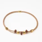 Double-strand necklace in brown ceramic cork