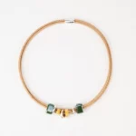 Colar em cortiça  cerâmicas em bolas  mesclado e contas prateada - Image 2