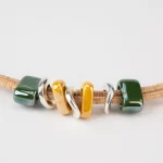 Colar em cortiça  cerâmicas em bolas  mesclado e contas prateada - Image 3