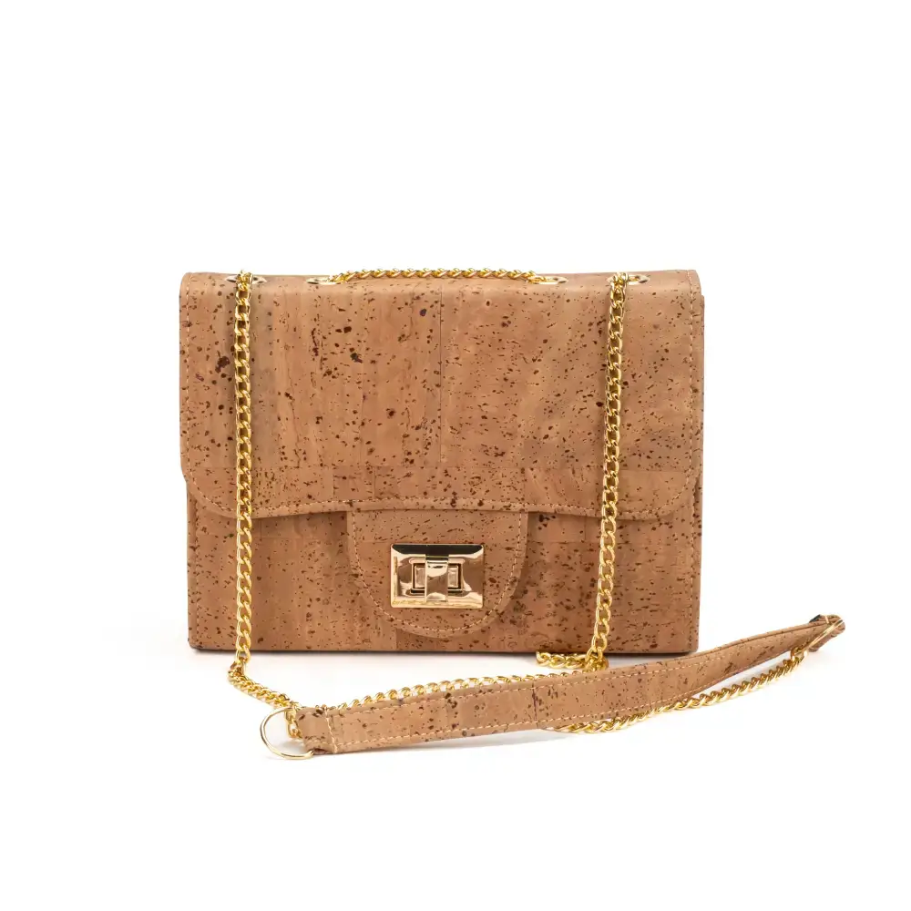 1005.77-B32 Cork shoulder bag with gold chain - Image 1
