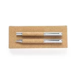 Conjunto de caneta esferográfica e rollerball em cortiça e metal - Image 2