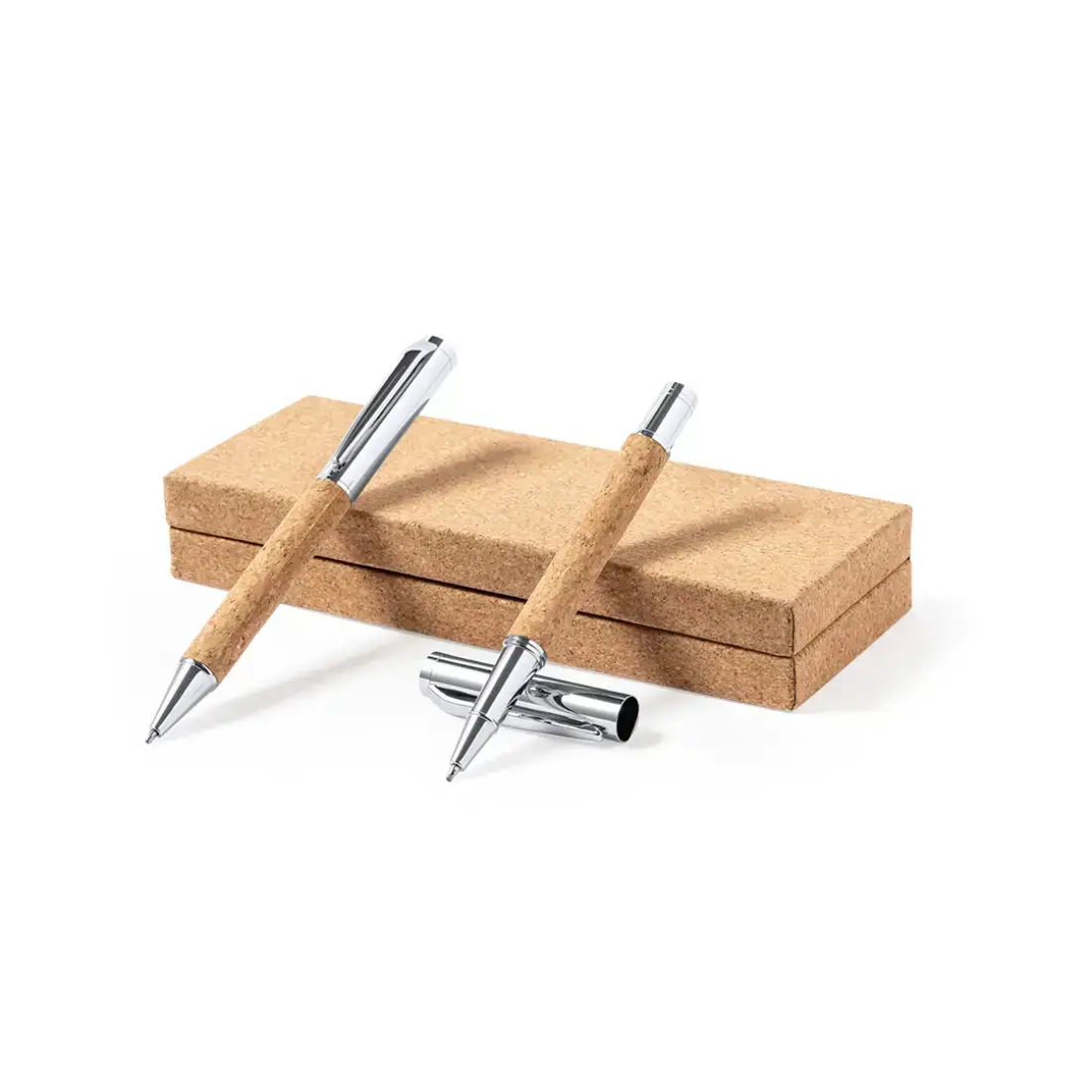 1223.01-MK-20 Conjunto de caneta esferográfica e rollerball em cortiça e metal - Image 1
