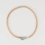 Natural cork shoulder bag with gold chain