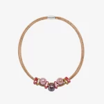 Cork necklace with rounded ceramics