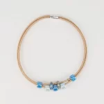 Colar com duas voltas em cortiça portuguesa com cerâmicas circulares