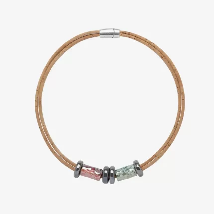 Necklace with rough ceramic tubes