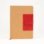 Notepad with natural cork cover and red PU