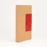 Notepad with natural cork cover and red PU - Image 2