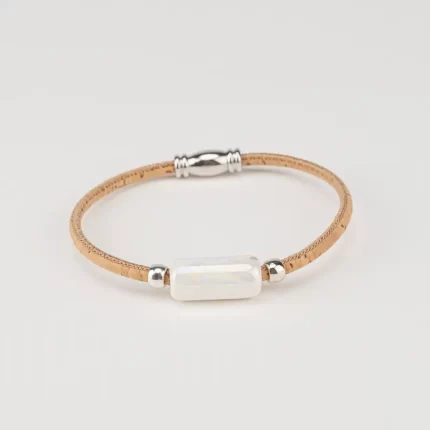 Natural cork bracelet with ceramic tube