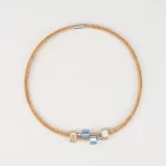 Cork necklace with rectangular ceramics and silver beads