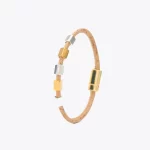 Natural cork bracelet with gold and silver beads