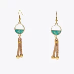 Cork earrings with aqua green hoop