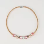 Cork necklace with ceramics and silver flower