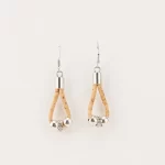 Natural cork earrings with silver beads