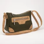 Mala de cortiça natural com acabamentos em branco