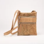 Cork shoulder bag with front zipper