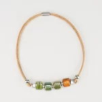 Necklace in ceramic cork with mixed balls and silver beads