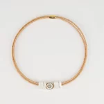 Necklace in natural cork with two turns and white ceramics