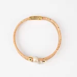 Double-strand bracelet with two mixed blue ceramics and gold beads - Image 2