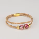 Pulseira  duas voltas em cortiça com cerâmica rugosa