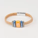 Two-turn rectangular ceramic cork bracelet