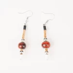 Cork earrings with brown ceramic and silver beads