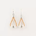 Oval cork earrings with diamonds and white ceramic