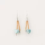 Oval cork earrings with diamonds and white ceramic