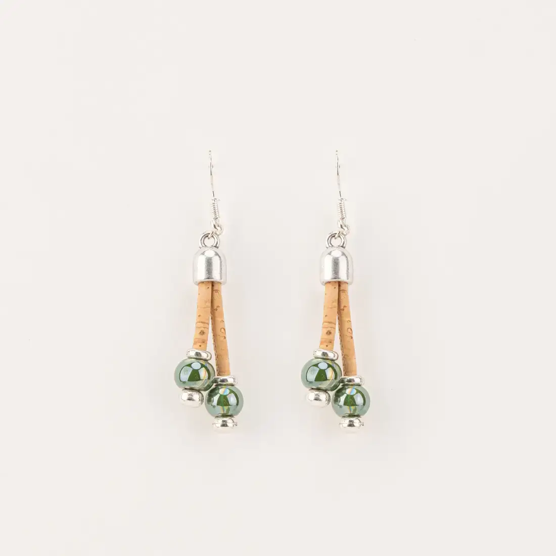 A510.VD-ER01 Cork pendant earrings with ceramic balls - Image 1